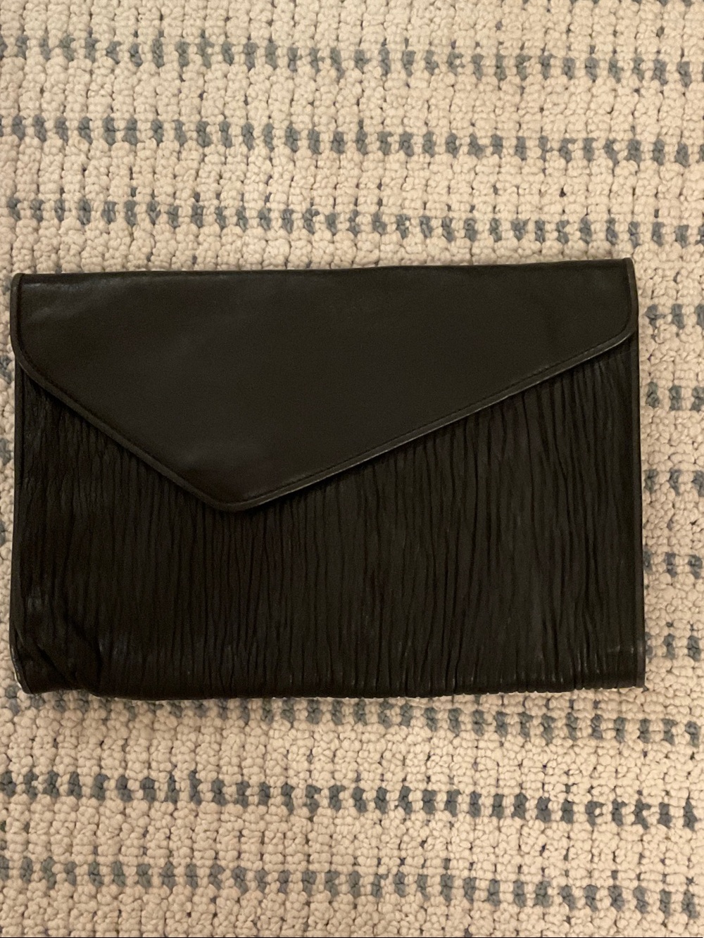 BARABARA BOLAN Classic Black Envelope Clutch with Textured Front